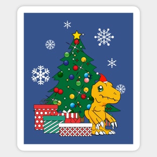 Agumon Around The Christmas Tree Digimon Sticker